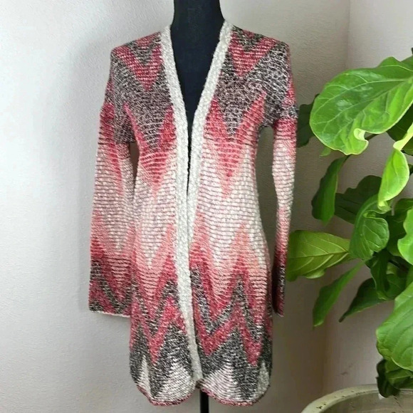 Lucky Brand Women’s Aztec Southwest Long Sweater Topper Car Coat Size Small - Picture 4 of 11
